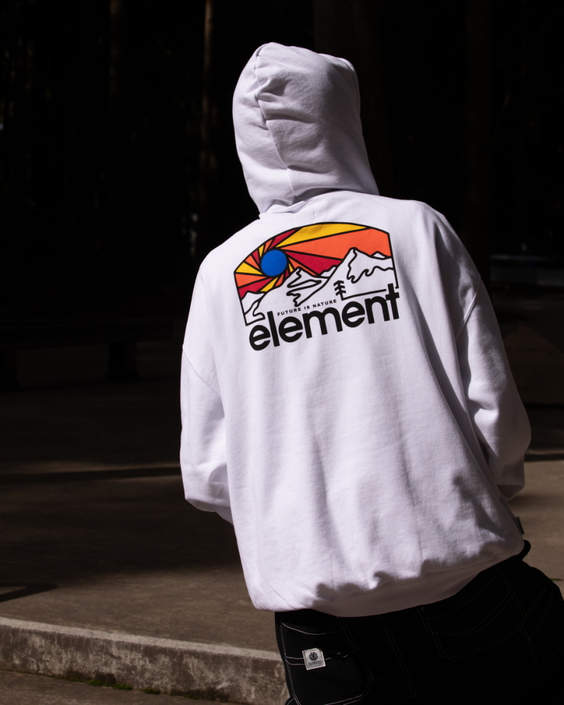 ELEMENT メンズ SUNSET HOOD パーカー WHT 【2023年秋冬モデル
