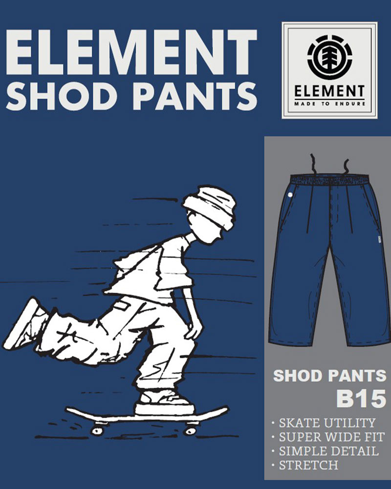 ELEMENT メンズ SHOD PANTS BIG ロングパンツ MID 【2023年秋冬モデル